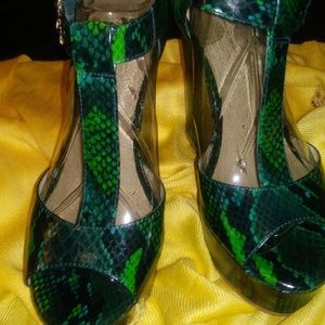Green snakeskin leatherette
